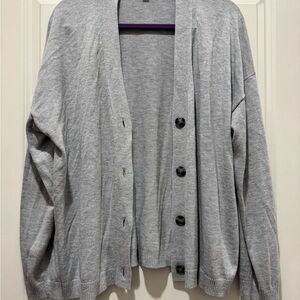 Nordstrom Gray Button-Up Cardigan Sweater